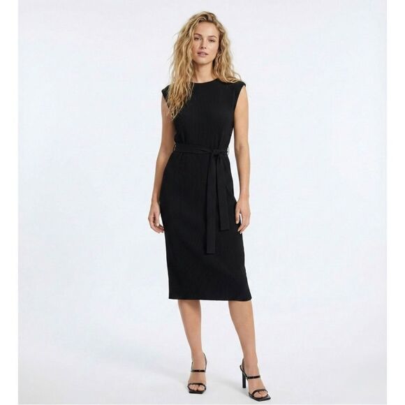 Maggy London Dresses & Skirts - Maggy London Maeva Midi Dress Black Pleated Crepe Funeral Career Work 10 NWT